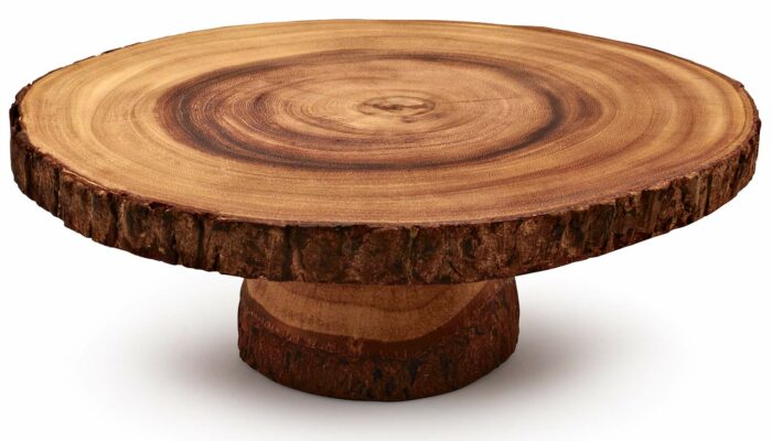 wood slice cake stand